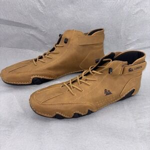 LDECK Brown Leather High Top Martin Sport Shoes Men's US 11 EU 45 Worn Twice